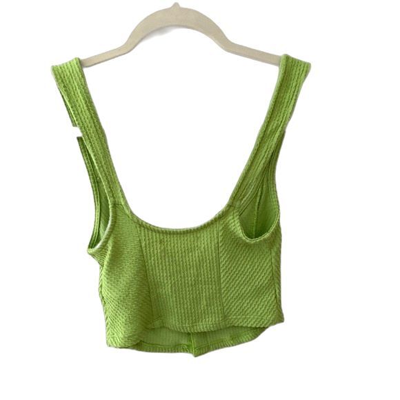 Urban Outfitters Lime Thermal Texture Hook and Eye Corset Front Crop Top Size XS - Picture 3 of 8